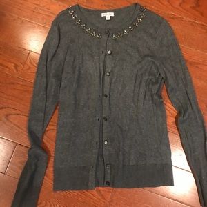 Gray cardigan with cute neckline detail